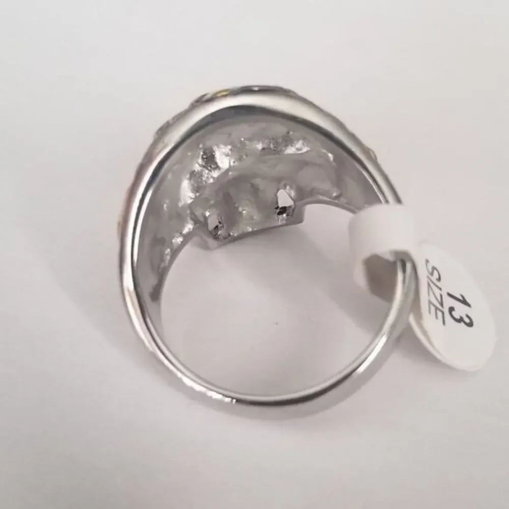 Men’s 316L stainless steel‎ biker skull silver gold ring hypoallergenic size 11